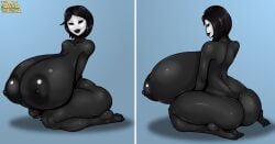 black_body breasts_bigger_than_head gigantic_breasts huge_ass mrs._creep original_character romman08 white_face