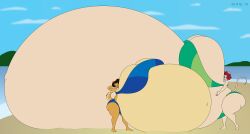 beach bikini colossal_belly colossal_breasts growth hyper_ass hyper_pregnancy inflation penny_(satsumalord) satsumalord tandi_(satsumalord)