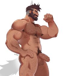 1boy abs absurdres arm_hair back_hair bara beard biceps body_fur chest_tuft completely_nude connected_beard cowboy_shot drawn_ears drawn_tail drawreshi facial_hair flaccid flexing foreskin from_below from_side full_beard girthy_penis hairy hand_hair highres huge_eyebrows humanization large_pectorals looking_at_viewer male_focus male_pubic_hair mature_male muscular muscular_male navel_hair nipple_hair nipples nude only_male original pectorals penis profile pubic_hair resh_(drawreshi) short_hair sideways_glance smirk solo solo_male stomach testicle_hair thick_arm_hair thick_ass_hair thick_beard thick_chest_hair thick_leg_hair thick_mustache thick_navel_hair uncensored very_hairy