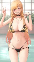 alternate_costume blonde_hair breasts female female_only gyaru kitagawa_marin light-skinned_female light_skin long_fingernails official_alternate_costume pigone pool solo solo_female sono_bisque_doll_wa_koi_wo_suru v