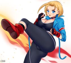 1girls blonde_hair blue_eyes breasts cammy_white clothed clothed_female clothes deviantart fanbox_reward female female_only female_solo gummslime gumroad leggings patreon solo solo_female solo_only street_fighter yoga_pants