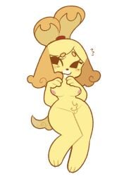 1girls 2024 adorable animal_crossing anthro blonde_hair blush breasts canine completely_nude completely_nude_female cute dog_ears dog_girl dog_tail female female_only isabelle_(animal_crossing) naked naked_female nintendo nipples nude nude_female orange_fur pink_nipples ponytail pubic_tuft pussy shizuearts solo solo_female tail white_background yellow_fur