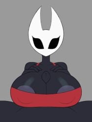 animated areolae beat_banger black_body black_eyes bra breasts female foxyboi grey_background hollow_knight hornet_(hollow_knight) insects large_breasts masked paizuri penis pov simple_background