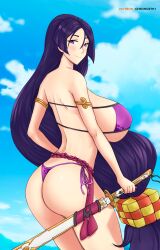 1girls ass bikini breasts deviantart fanbox_reward fate/grand_order fate_(series) gummslime gumroad huge_breasts long_hair minamoto_no_raikou_(fate/grand_order) outdoors patreon solo standing sword tagme very_long_hair