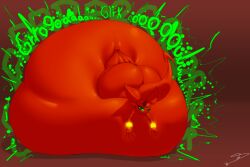 absorption_vore alternate_version_available burping demon digestion_noises dismay_(starstrikex) fat_ass female female_pred groan hyper_ass hyper_belly immobile massive_belly red_skin remnartx starstrikex vore