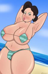 1futa armpits arms_above_head big_breasts bikini black_hair clothed clothing disney futa_only futanari huge_breasts human light-skinned_futanari light_skin mature_futa milf ming_lee mole mole_under_eye mostly_nude mother penis pixar solo standing thick_thighs trenchgazer turning_red voluptuous wide_hips