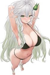 1girls aged_up alternate_breast_size bikini breasts cleavage curvy curvy_body curvy_female elf elf_ears elf_female female female_only genshin_impact green_eyes hoyoverse hyunta large_breasts light-skinned_female light_skin mihoyo nahida_(genshin_impact) solo