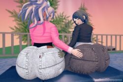 2girls 3d ass big_ass danganronpa dat_ass female female_only huge_ass jeans junko_enoshima koikatsu lipstick makeup mukuro_ikusaba packed_mushrooms packedshroomz tagme