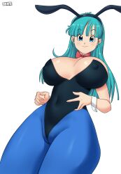 1girls big_breasts blue_eyes blue_hair breasts bulma_(bunny) bulma_briefs bunny_ears bunny_girl bunnysuit cameltoe cleavage deviantart dragon_ball dragon_ball_(classic) fake_animal_ears fanbox_reward female female_only gummslime gumroad huge_cleavage large_breasts leotard nipples_visible_through_clothing paid_reward patreon solo solo_female tagme teal_hair teenage_bulma teenager