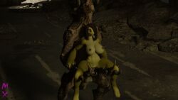 animal_humanoid anthro anthro_on_feral anthro_penetrated areola bb_(moltenxenon) bethesda_softworks big_breasts big_dom_small_sub big_penis breasts clawed_fingers claws dark dark_areola deathclaw dominant duo fallout female feral feral_penetrating feral_penetrating_anthro genitals hi_res horn humanoid knot lagomorph lagomorph_humanoid leporid leporid_humanoid looking_pleasured male male/female mammal mammal_humanoid moltenxenon monster penetration penis public public_nudity public_sex rabbit rabbit_humanoid road rubble scalie sex sharp_teeth size_difference stand_and_carry_position standing standing_sex teeth thick_thighs wrist_grab zoophilia