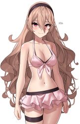 1girls absurdres alternate_costume artist_name bikini blush breasts cleavage collarbone corrin_(female)_(fire_emblem) corrin_(female)_(summer)_(fire_emblem) corrin_(fire_emblem) corrin_(fire_emblem)_(female) corrin_(summer)_(fire_emblem)_(female) cowboy_shot female female_only fire_emblem fire_emblem_fates fire_emblem_heroes flower grey_hair hair_ornament hairband highres large_breasts long_hair looking_at_viewer navel nintendo official_alternate_costume pointy_ears red_eyes smile solo swimsuit thigh_strap thighs white_bikini white_swimsuit x_xith_x