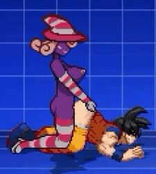 1boy 1futa anal anal_sex animated artist_request balls big_ass big_balls big_breasts big_penis black_hair blue_background blush boots bouncing_ass bouncing_breasts crossover cum cum_in_ass cum_inside doggy_style dragon_ball dragon_ball_super dragon_ball_z futa_on_male futa_penetrating_male futadom futanari ghost gif half-dressed hand_on_butt human_penetrated humanoid intersex intersex_penetrating intersex_penetrating_male long_hair loop m.u.g.e.n male male_penetrated malesub mario_(series) mugenfutacharsmaker nintendo paper_mario penis pink_hair pixel_art purple_skin saiyan semen sex short_hair short_playtime son_goku spirit striped_armwear striped_legwear taller_futanari tights training_room vivian_(paper_mario) witch_hat