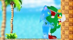 anal animated animation beach chaos_(sonic) chaos_0 furry gay gay_sex green_eyes holding_leg_up jet_the_hawk looking_at_partner looking_pleasured male male/male male_focus male_only male_penetrating_male no_text outdoors_sex penis_in_wall sega sex_against_wall sonic_(series) sonic_advance sonic_the_hedgehog_(series) sound stick_nodes sticknodes tagme toony video water_body