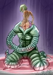 blonde_female blonde_hair blonde_hair_female living_armor living_clothes living_suit tentacle totempole