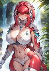 1girls aedel_hentai aedel_sfw ai_generated anthro armor armored_female armour blush blush blush_lines blushing_at_viewer fantasy fish huge_breasts hyrule_warriors:_age_of_calamity lingerie lingerie_bra lingerie_panties looking_at_viewer massive_breasts mipha red_skin sfw sfw_version solo solo_female stockings the_legend_of_zelda the_legend_of_zelda:_breath_of_the_wild the_legend_of_zelda:_tears_of_the_kingdom water waterfall wet wet_body wet_skin zora zoran