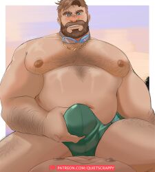 2boys absurdres arm_hair bara beard big_belly blush brown_hair bulge coral_island cowgirl_position crotch_grab erection erection_under_clothes facial_hair fat from_below full_beard goggles goggles_around_neck green_male_swimwear hairy highres huge_pectorals leg_hair looking_at_viewer male male_focus male_swimwear mark_(coral_island) multiple_boys muscular muscular_male navel navel_hair nipples paid_reward_available pov pov_crotch quietscrappy seductive_smile short_hair smile solo_focus sparse_chest_hair sparse_leg_hair square_face stomach straddling swim_briefs thick_arm_hair thick_beard topless_male yaoi