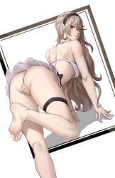 alternate_costume ass bare_legs barefoot big_ass bikini corrin_(female)_(summer)_(fire_emblem) corrin_(fire_emblem) corrin_(fire_emblem)_(female) female fire_emblem fire_emblem_fates fire_emblem_heroes nintendo official_alternate_costume pussy sideboob solo swimsuit vagina white_bikini white_swimsuit x_xith_x