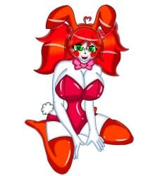 1girls baby_(fnafsl) big_breasts bunny_ears bunny_girl bunnysuit cheek_markings circus_baby circus_baby_(fnaf) cleavage eyes female five_nights_at_freddy's five_nights_in_anime fnaf fnia green_eyes leggings red_hair red_leggings sister_location solo_female white_skin