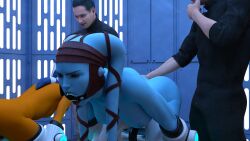 2boys 2girls 3d aayla_secura ahsoka_tano bent_over blue_skin bondage clone_trooper defaultusername device_bondage female free_use gagged jedi jedi_padawan male multiple_boys multiple_girls naked naked_female nude nude_female orange_skin public public_nudity public_use ring_gag star_wars stocks submission tagme togruta twi'lek