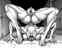 1girls barefoot big_ass body_horror breasts caliban_(silent_hill) detailed_background double_deck drooling female female_monster female_only first_porn_of_character genitals hallway horror horrorhub huge_ass humanoid indoors monochrome monster monster_girl nightmare_fuel nightmare_waifu no_eyes open_mouth pussy_juice rule_63 saliva silent_hill silent_hill_origins solo solo_female thick_thighs tongue_out what wide_hips