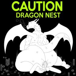 anthro ballsack big_ass big_balls big_breasts big_butt big_feet big_female big_female_small_male black_background breeding cautioncat coins danger_sign dick dragon dragon_girl dragon_horns dragon_tail dragon_wings fluids fluids_genitals golden_coin massive_ass massive_butt nest penetration pictogram scaled_dragon scales scalie sex sign simple_background smaller_male thick_hips thick_thighs trifuson vaginal_penetration vaginal_sex warning_sign warning_sign_person white_body wings