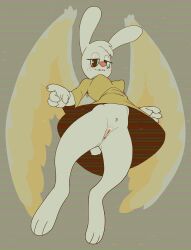 analog_horror angel angel_gabby angel_hare angel_hare_(the_east_patch) anthro breasts clothed clothing dress female freckles genitals hi_res lagomorph leporid mammal no_underwear pussy rabbit snofu wings