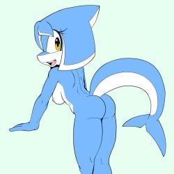 1:1 2022 anthro areola ass bangs blue_background blue_body blue_nipples blue_skin breasts cetacean delphinoid eyelashes fan_character female fin fours_(artist) head_fin hi_res looking_at_viewer looking_back mammal marine nipples nude open_mouth portrait presenting presenting_hindquarters pseudo_hair rear_view sega simple_background solo sonic_(series) sonic_legacy sonic_the_hedgehog_(series) tail_fin tempest_the_dolphin three-quarter_portrait tongue toothed_whale white_body white_skin yellow_eyes