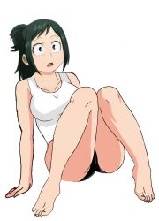 1girls big_breasts boku_no_hero_academia breasts cleavage female green_eyes green_hair inko_midoriya ixamkiddo light-skinned_female light_skin midoriya_inko milf my_hero_academia ponytail shorts smooth_skin tank_top white_background wide_hips