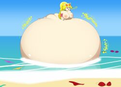 1girls beach belly_bigger_than_body damnitshuge huge_ass huge_breasts hyper hyper_belly immobile long_hair lying_on_self mario_(series) massive_belly meat_wall_(body_type) pregnant princess_peach solo_female tagme too_big_to_move wide_hips