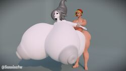 3d blender_(software) futa_on_female futanari ghost grey_nipples huge_breasts hyper hyper_breasts self_upload spooki_(guacamolemuffler) sunninsfw sunny_(sunninsfw) white_skin