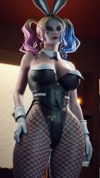 1girls 3d 3d_(artwork) batman_(series) bunny_ears bunny_girl bunnysuit cleavage dc dc_comics female female_only fishnet_stockings fortnite fortnite:_battle_royale fully_clothed harley_quinn harley_quinn_(fortnite) solo suicide_squad wotm8h8