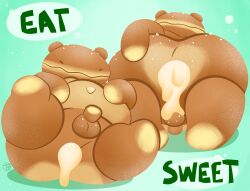 2022 ass balls belly big_ass big_belly big_butt biped bread brown_body closed_eyes erection food food_creature genitals hi_res male overweight overweight_male penis solo superchub text trashtoonz
