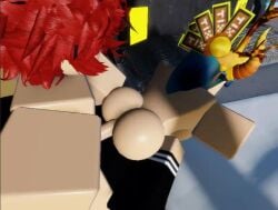 1boy 1boy1girl 1girls 3d anal anal_sex animated antlers arina_azuma artist_request bed blue_hair female glasses horns loop male male/female no_sound red_hair roblox roblox_avatar sex source_request thighhighs tickets_(roblox) valkyrie_helm video