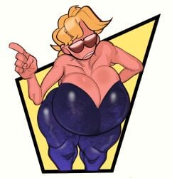 1girls big_breasts blonde_hair brown-tinted_eyewear clothing female female_only karen karen_(meme) karen_(submarine_screw) short_hair solo solo_female submarine_screw sunglasses thick_thighs tinted_eyewear