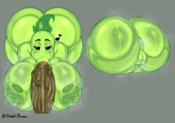 big_breasts chrona_draws dark-skinned_male dark_skin female flora_fauna mob_face oral peashooter_(pvz) plantie plants_vs_zombies pvz round_mouth ssad_chrona