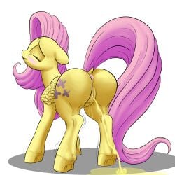 absurd_res anus ass blush bodily_fluids clitoris closed_eyes cupcakesnstuff cutie_mark dock ears_down equid equine feathered_wings feathers female feral fluttershy_(mlp) friendship_is_magic genital_fluids genitals hair hasbro hi_res hooves long_hair long_tail mammal my_little_pony peeing pegasus pink_hair pink_tail pivoted_ears puffy_anus pussy raised_tail simple_background solo standing urine white_background wings yellow_body