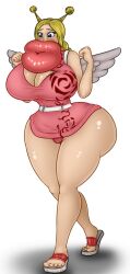 ass_bigger_than_head big_lips blush breasts_bigger_than_head conis erismanor female female_only hourglass_figure huge_ass huge_breasts hyper hyper_bimbo hyper_lips lips_bigger_than_head lushaani one_piece sandals thick_lips thick_thighs voluptuous wings