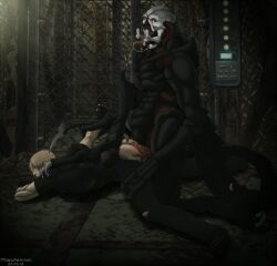 2boys anal anal_sex anal_sex capcom clothed_sex gay gay_sex leon_scott_kennedy male male/male male_only male_penetrated marukanitel penetration resident_evil submissive_male torn_clothes verdugo