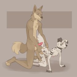 anthro breasts canid canine canis collar dalmatian doggy_style domestic_dog duo female female_focus from_behind_position hi_res male male/female mammal sex size_difference slim small_breasts smaller_female zowato