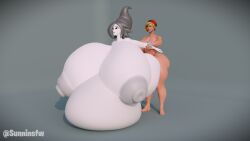 3d belly_bulge belly_expansion belly_inflation blender_(software) cumflated_belly cumflation grey_hair grey_nipples hyper hyper_belly hyper_breasts inflation self_upload spooki_(guacamolemuffler) sunninsfw sunny_(sunninsfw)