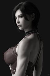 1girls 3d ada_wong alf3d asian asian_female big_breasts black_hair capcom female female_focus female_only greyscale human large_breasts legs light-skinned_female light_skin lips monochrome portrait_format resident_evil resident_evil_4 resident_evil_4_remake short_hair side_view sideboob solo upper_body video_game_character