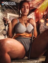 3d big_breasts breasts curvy grand_theft_auto grand_theft_auto_vi hispanic huge_breasts latina lucia_(gta) midriff prison_uniform prisoner pristinerenders puerto_rican rockstar_games shorts tank_top thick_thighs