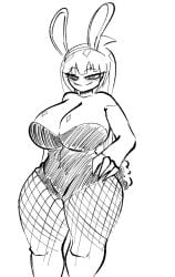 ass big_ass big_breasts blush breasts bunny_girl curvy curvy_figure female_only fnf_mods friday_night_funkin giantess large_ass long_hair nikusa_(sugarratio) playboy_bunny ratesalt smile sugarratio teasing thick_thighs wide_hips