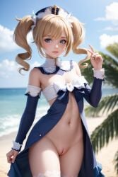 ai_generated artificialcc barbara_(genshin_impact) beach genshin_impact solo stable_diffusion uncensored