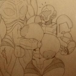 1girls alternate_ass_size alternate_body_type alternate_breast_size armor armored_samus balls big_breasts big_penis breasts breasts_bigger_than_head breasts_exposed breasts_out character_request cowboy_shot curvaceous curvy detnox erection exposed_breasts handdrawn head_out_of_frame helmet helmet_with_visor hetero hourglass_figure metroid notice_lines pencil_(artwork) penis_on_breast penis_to_breast penis_under_breasts power_suit puffy_areolae samus_aran scan scar_on_thigh simple_background single_inverted_nipple straight testicles thick_penis thigh_scar traditional_media_(artwork) uncensored varia_suit varia_suit_helmet veiny_penis voluptuous wide_hips