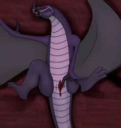 anal anthro dragon dreamworks feet female feral fingering genitals goldgalaxy2004 hi_res horn how_to_train_your_dragon playing_with_pussy purple_body purple_scales pussy scales skrill_(species) solo tail wings