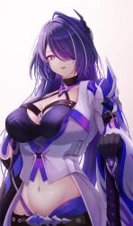 1girl 1girls acheron_(honkai:_star_rail) big_breasts honkai:_star_rail honkai_(series) large_breasts long_hair looking_at_viewer mommy penguintake purple_hair revealing_clothes