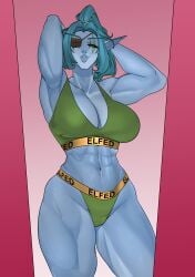 1girls abs athletic athletic_female big_breasts blue_body blue_hair blue_skin breasts brothbowl calvin_klein catias elf elf_ears elf_female eye_patch female female_focus female_only fit fit_female knife_ears large_breasts long_ears muscular muscular_female night_elf night_elf_female pointy_ears ponytail pose solo solo_female sports_bra sports_panties tattoo warcraft world_of_warcraft