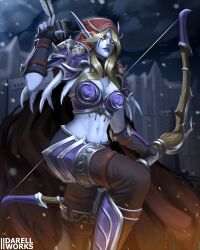 armor banshee_(warcraft) big_breasts boots bow breasts clothed darellworks dark_ranger fit_female forsaken pants red_eyes solo solo_female sylvanas_windrunner undead undead_(warcraft) undead_female warchief warcraft world_of_warcraft wow