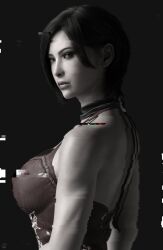 1girls 3d ada_wong alf3d asian asian_female big_breasts capcom female female_focus glitch human legs light-skinned_female light_skin lips monochrome resident_evil resident_evil_4 resident_evil_4_remake upper_body video_game_character